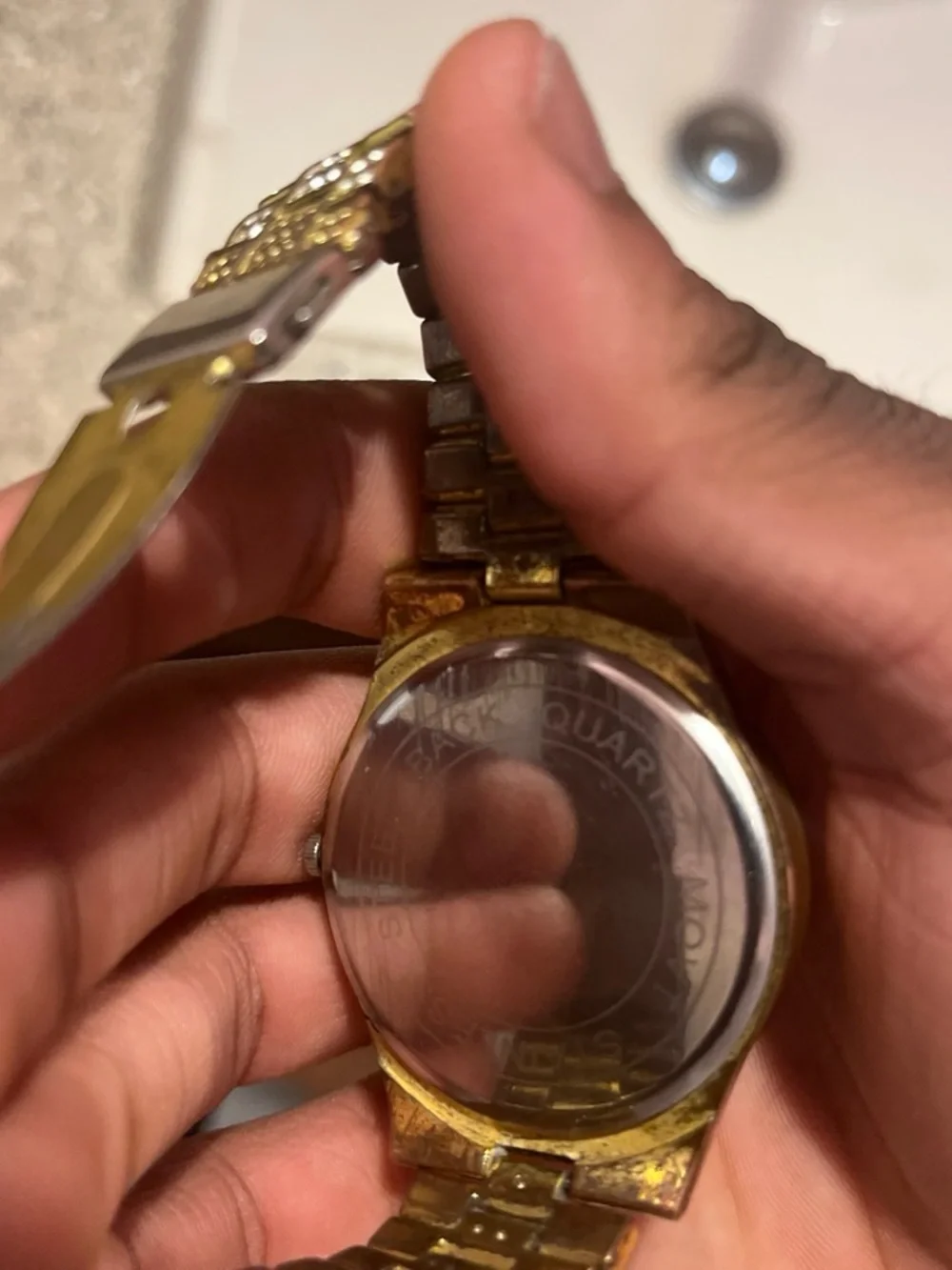 Gold Crystal Accent Men’s Dress Watch